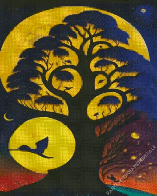 Tree Of Life Full Moon Diamond Painting