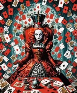 alice in wonderland red queen Diamond With Numbers