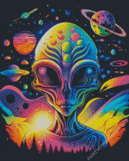 Alien And Planets Diamond Painting