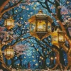 Almond Blossom And Lanterns Diamond Painting