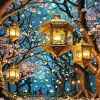 Almond Blossom And Lanterns Diamond Painting