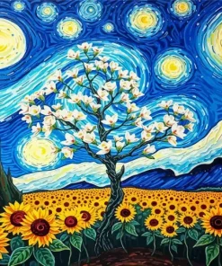 Almond Blossom Tree Van Gogh Style Diamond Painting