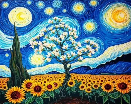 Almond Blossom Tree Van Gogh Style Diamond Painting