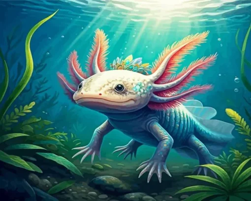 amphibian axolotl underwater Diamond Paints