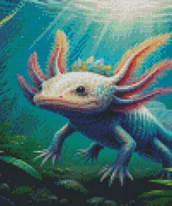 amphibian axolotl underwater Diamond With Numbers