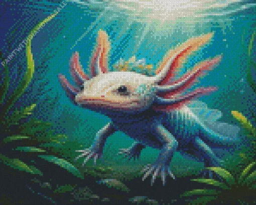 amphibian axolotl underwater Diamond With Numbers