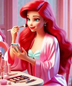 Ariel Doing Make Up Diamond Painting