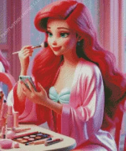 Ariel Doing Make Up Diamond Painting