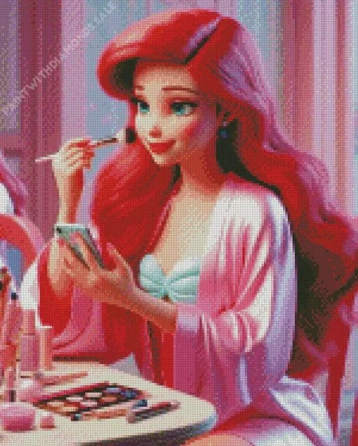 Ariel Doing Make Up Diamond Painting