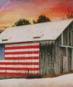 Aesthetic Barn With American Flag Diamond Paintings