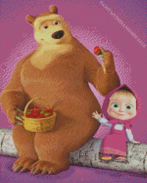 Bear And Little Masha Diamond Painting