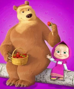 Bear And Little Masha Diamond Painting