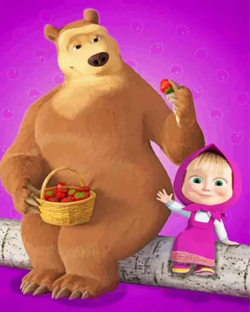 Bear And Little Masha Diamond Painting