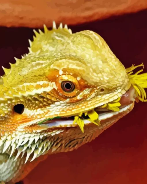 Bearded Dragon Eating Flower Diamond Painting