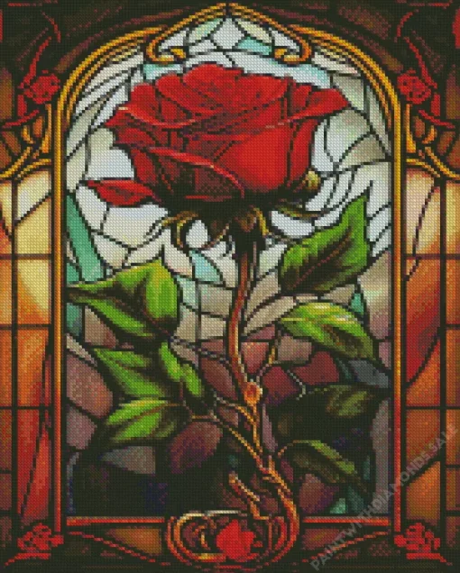 Beauty And The Beast Red Rose Diamond Painting