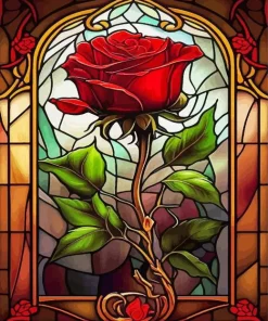 Beauty And The Beast Red Rose Diamond Painting