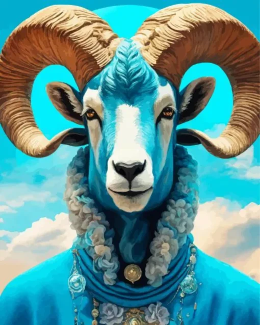 Blue Bighorn Sheep Diamond Painting