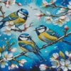 Blue Birds And Almond Blossom Diamond Painting