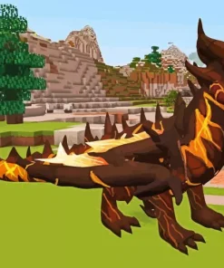 Brown Minecraft Dragon Diamond Painting