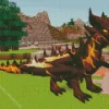 Brown Minecraft Dragon Diamond Painting