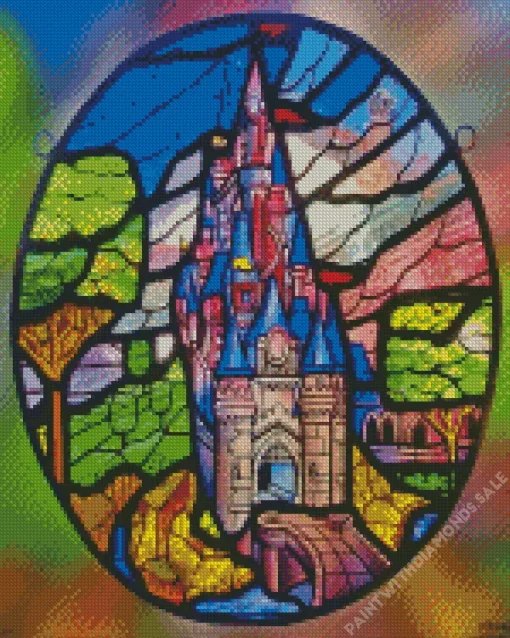 Stained Glass Disney Castle Diamond Painting