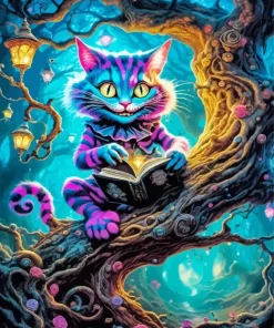 cheshire cat on tree Diamond By Numbers