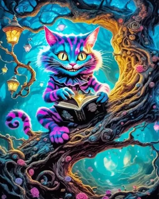 cheshire cat on tree Diamond By Numbers