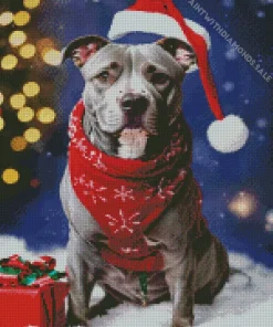 Christmas Pit Bull Diamond Painting