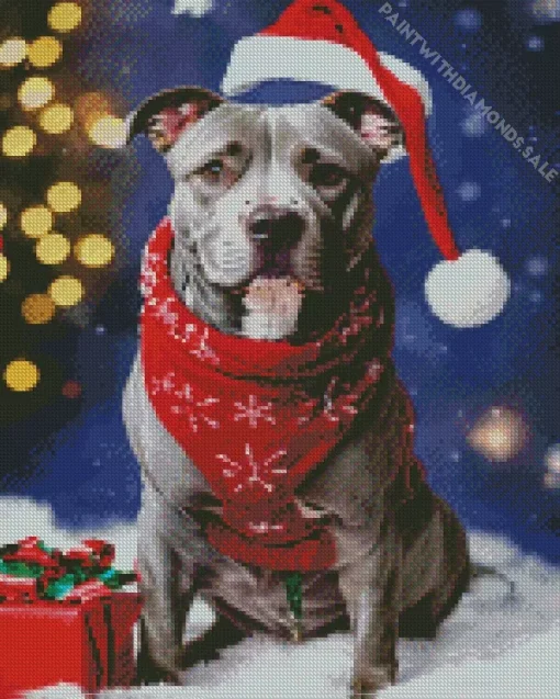 Christmas Pit Bull Diamond Painting