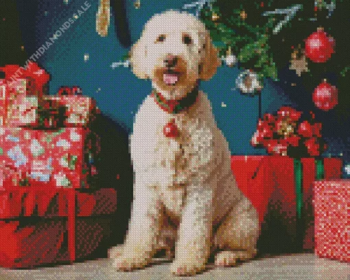 Christmas Sheepadoodle Diamond Painting