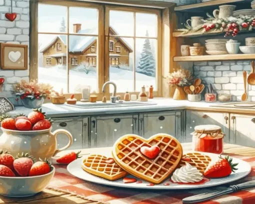 Christmas Morning Breakfast Art Diamond Painting