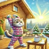 Christmas Morning Cat Diamond Painting