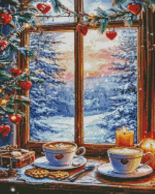 Christmas Morning Coffee Art Diamond Painting