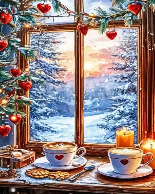 Christmas Morning Coffee Art Diamond Painting