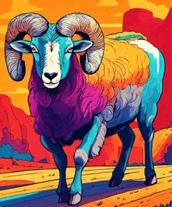 Colorful Bighorn Sheep Diamond Painting