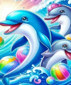 Cool Dolphins Diamond Paintings