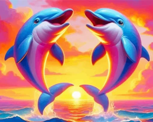 Cute Dolphins Diamond Paintings