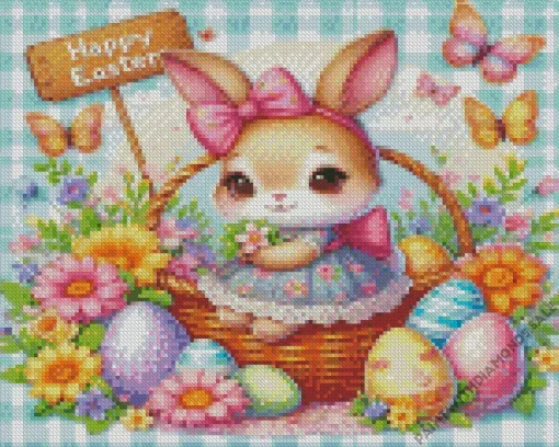 Cute Easter Bunny And Eggs Diamond Paintings