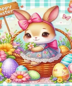 Cute Easter Bunny And Eggs Diamond Paintings