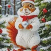 Squirrel In A Christmas Morning Diamond Paintings