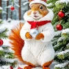 Squirrel In A Christmas Morning Diamond Paintings