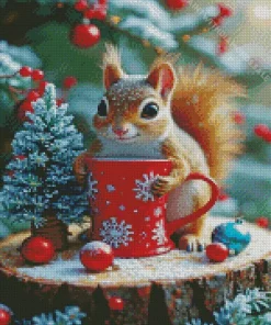 Christmas Morning Squirrel Diamond Painting