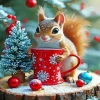 Christmas Morning Squirrel Diamond Painting