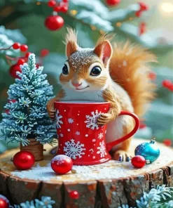 Christmas Morning Squirrel Diamond Painting