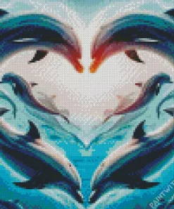 Dolphins Heart Diamond Painting