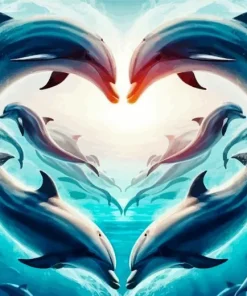 Dolphins Heart Diamond Paintings