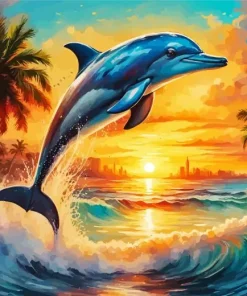 Dolphin Sunset Diamond Paintings