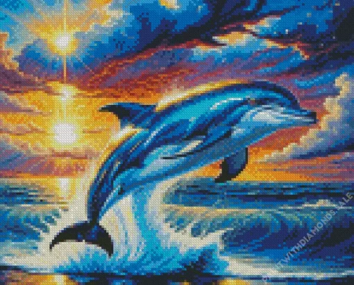 Dolphin Sunset Art Diamond Paintings