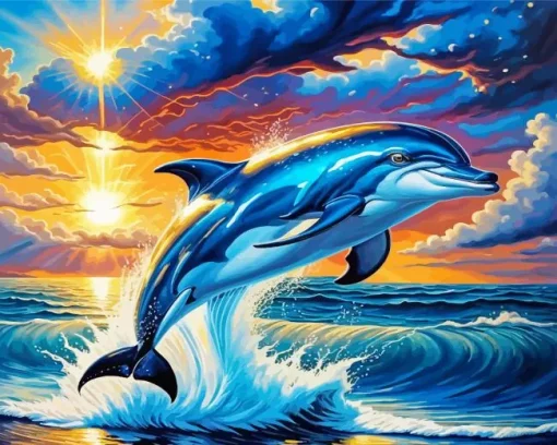 Dolphin Sunset Art Diamond Paintings