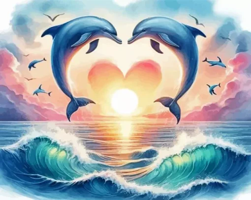 Dolphins Couple Diamond Painting